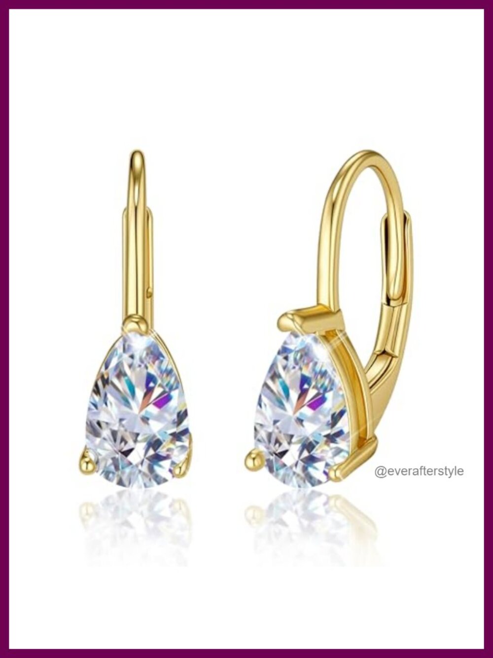 2.0ct Moissanite Teardrop Earrings 14k White Gold Plated Leverback